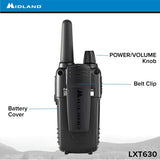 Midland - LXT630VP3, 36 Channel FRS Two-Way Radio - Up to 30 Mile Range Walkie Talkie, 121 Privacy Codes (Yellow/Black)