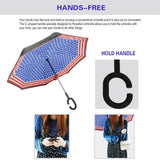 Spar. Saa Double Layer Inverted Umbrella with C-Shaped Handle, Anti-UV Waterproof Windproof Straight Umbrella for Car Rain Outdoor Use