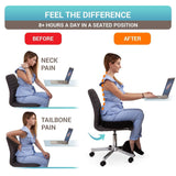 Seat Cushion Pillow for Office Chair - 100% Memory Foam - Firm Coccyx Pad - Tailbone, Sciatica, Lower Back Pain Relief - Posture Corrector