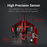 Redragon M901 Gaming Mouse, Wired MMO RGB LED Backlit Computer Mice, 24000 DPI, Perdition, with Weight Tuning Set & 18 Programmable Buttons (Black)