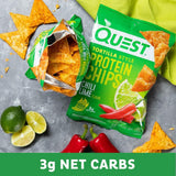 Quest Nutrition Tortilla Style Protein Chips, Chili Lime, Low Carb, Gluten Free, Baked, 8 Count