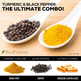 Turmeric Curcumin 95% Standardized Curcuminoids Highest Potency 1950mg with Bioperine for Best Absorption, Made in USA, Best Vegan Joint Pain