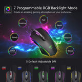 PICTEK Gaming Mouse Wired, 8 Programmable Buttons, Chroma RGB Backlit, 7200 DPI Adjustable, Comfortable Grip Ergonomic Optical, Black