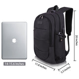 College Laptop Backpack Water Resistant Anti-Theft Bag with USB Charging Port and Lock 14/15.6 Inch Computer Business Backpacks for Women Men