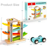 TOP BRIGHT Toddler Toys For 1 2 Year Old Boy And Girl Gifts Wooden Race Track Car Ramp Racer With 4 Mini Cars