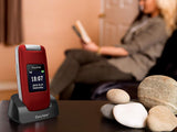 Easyfone Prime A1 3G Unlocked Senior Flip Cell Phone, Big Button Hearing Aids Compatible Easy-to-Use Basic Cell Phone with Charging Dock(Red)