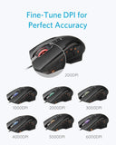 Anker High Precision Programmable Gaming Mouse with 6000 DPI, 1000 Hz Polling Rate, 10 Programmable Buttons, Ergonomic USB Computer Mouse