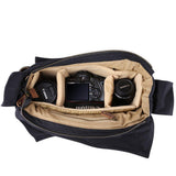 Kattee Leather Canvas Camera Bag Vintage DSLR SLR Messenger Shoulder Bag Black