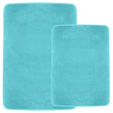 Clara Clark Non Slip Memory Foam Tub-Shower Bath Rug Set, Includes 1 Small Size 17 x 24 in. 1 Large Size 20 X 32 in. - Aqua Light Blue