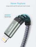 Lightning Cable, Nylon Braided USB Fast Charging Cord Compatible with iPhone X/Xs Max/XR / 8/8 Plus / 7/7 Plus iPad (Grey)