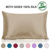Ravmix Mulberry Silk Pillowcase Standard Size 21 Momme 600 Thread Count Hypoallergenic Both Sides 100% Silk Pillow Case Apricot