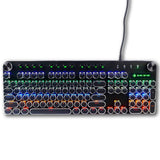MK13 RGB Mechanical Keyboard Retro Gaming Keyboard-Blue Switches-LED Backlit -Silver-Plating-2 Knob and 12 Multimedia Buttons -(MK13 Black)