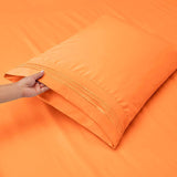 Nestl Bedding Soft Sheets Set – 4 Piece Bed Sheet Set, 3-Line Design Pillowcases – Wrinkle Free – 10”16” Good Fit Deep Pockets Full XL, Light Orange