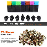 REXBETI 14" Auto Pumping Rod Rivet Nut Tool, Professional Rivet Setter Kit with 7 Metric&SAE Mandrels and 70pcs Rivnuts, Upgraded Labor-Saving Design