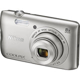 Nikon Coolpix A300 20.1MP 8x Optical Zoom NIKKOR WiFi Silver Digital Camera 26519B - (Renewed)