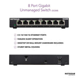 NETGEAR 8-Port Gigabit Ethernet Unmanaged Switch (GS308) - Desktop, Sturdy Metal Fanless Housing