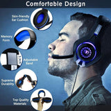 Beexcellent Gaming Headset for PS4 Xbox One PC Mac Controller Gaming Headphone with Crystal Stereo Bass Surround Sound, LED Light & Noise-Isolation