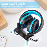 iClever Kids Headphones-Wired Headphones for Kids, Adjustable Headband, Stereo Sound, Foldable,Untangled Wires,3.5mm Aux Jack, 94dB Vol Limited, Blue