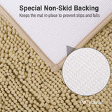 ITSOFT Non Slip Shaggy Chenille Soft Microfibers Bathroom Rug with Water Absorbent, Machine Washable, 21 x 34 Inches Beige