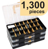 Deluxe Hardware Assortment Kit with Professional"No Mix" Case (1,300 Piece, 60 Sizes, Nuts, Bolts, Washers & Screws)