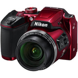 Nikon COOLPIX B500 16MP 40x Optical Zoom Digital Camera w/Built-in Wi-Fi NFC & Bluetooth (Red) + 16GB SDHC Accessory Bundle