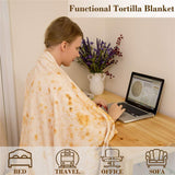 mermaker Burritos Blanket for Adult and Kids, Novelty Tortilla Blanket Adult 47 inches, Realistic Soft Flannel Taco Blanket (Yellow Blanket)