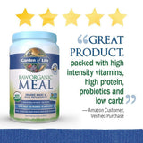 Garden of Life Meal Replacement Vanilla Powder, 28 Servings, Organic Raw Plant Based Protein Powder, Vegan, Gluten-Free
