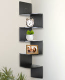 Greenco 5 Tier Wall Mount Corner Shelves Espresso Finish-Espresso