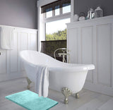 Clara Clark Non Slip Memory Foam Tub-Shower Bath Rug Set, Includes 1 Small Size 17 x 24 in. 1 Large Size 20 X 32 in. - Aqua Light Blue