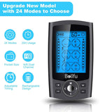 Dual Channel TENS EMS Unit 24 Modes Muscle Stimulator for Pain Relief Therapy, Electronic Pulse Massager Muscle Massager with 10 Pads