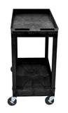 Luxor 32" x 18" Tub Storage Cart 2 Shelves - Black, (EC11-B)