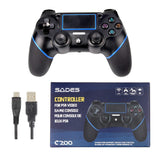 PS4 Controller SADES C200 Dual Shock 4 Wireless Controller for Playstation 4 Joystick with Sixaxis, Bluetooth, Micro USB, Multi-Touch (Black)