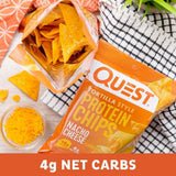 Quest Nutrition Tortilla Style Protein Chips, Nacho Cheese, Low Carb, Gluten Free, Baked, 8 Count