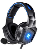 RUNMUS Gaming Headset PS4 Headset with 7.1 Surround Sound, Xbox One Headset w/ Noise Canceling Microphone & LED Light, Compatible with PS4, Xbox One