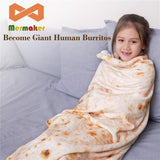 mermaker Burritos Blanket for Adult and Kids, Novelty Tortilla Blanket Adult 47 inches, Realistic Soft Flannel Taco Blanket (Yellow Blanket)