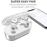 TOZO T10 Bluetooth 5.0 Wireless Earbuds with 【Wireless Charging Case】 IPX8 Waterproof TWS Stereo Headphones in-Ear Built-in Mic Headset [White]