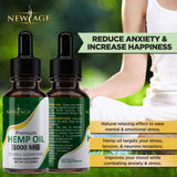 (2-Pack) Hemp Oil Extract for Pain & Stress Relief - 1000mg of Organic Hemp Extract - Grown & Made in USA - 100% Natural Hemp Drops