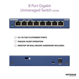 NETGEAR 8-Port Gigabit Ethernet Unmanaged Switch (GS108) - Desktop, and ProSAFE Limited Lifetime Protection