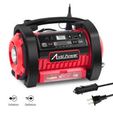 Tire Inflator Air Compressor, 12V DC / 110V AC Dual Power Tire Pump with Inflation and Deflation Modes, Dual Powerful Motors, Digital Pressure Gauge