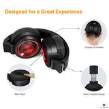 LINPAWORLD M1 Wireless Headphones with Graphene Driver Hi-Fi Stereo and Long Battery,Over Ear Noise Cancelling Bluetooth Headset (Black Red)