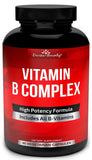 Super B Complex Vitamins - All B Vitamins Including B12, B1, B2, B3, B5, B6, B7, B9, Folic Acid - Vitamin B Complex Supplement for Stress, Energy