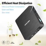 Mini PC Fanless Intel Atom Quad Core CPU 4GB DDR/64GB eMMC Mini Desktop Computer Windows 10 Pro HDMI and VGA Port 2.4/5.8G WiFi BT4.2 USB3.0