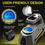 Skey Air Compressor Tire Inflator - Electric Auto Pump 12V DC Portable Air Compressor Pump Digital Tire Inflator Car Tire Pump