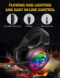 RUNMUS Gaming Headset PS4 Headset with 7.1 Surround Sound, Xbox One Headset with Noise Canceling Mic & RGB Light, Compatible w/ PS4, Xbox One