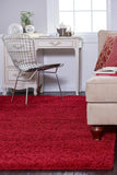 Unique Loom Solo Solid Shag Collection Modern Plush Cherry Red Area Rug (2' 2 x 3' 0)