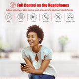 LETSCOM Bluetooth Headphones IPX7 Waterproof, Wireless Sport Earphones, HiFi Bass Stereo Sweatproof Earbuds w/Mic, Noise Cancelling Headset PinkGrey