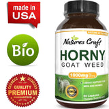 Horny Goat Weed Herbal Complex Extract for Men and Women – Ginseng Maca Root Tongkat Ali Powder – 60 1000mg Optimum Dosage Capsules