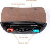 Comfyable Carrying Case Fit for Nintendo Switch with 6 Game Slots, Portable Travel Pouch Protective Waterproof Cover , Dark Gray & Brown