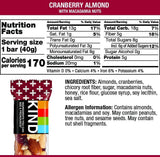 KIND Bars, Cranberry Almond + Antioxidants with Macadamia Nuts, Gluten Free, Low Sugar, 1.4oz, 12 Count