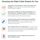 MOTOROLA 16x4 Cable Modem, Model MB7420, 686 Mbps DOCSIS 3.0